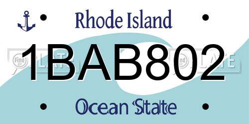 1BAB802 Rhode Island License Plate