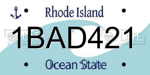 1BAD421 Rhode Island License Plate