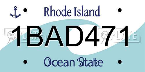 1BAD471 Rhode Island License Plate