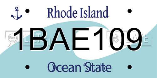1BAE109 Rhode Island License Plate