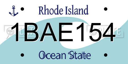 1BAE154 Rhode Island License Plate