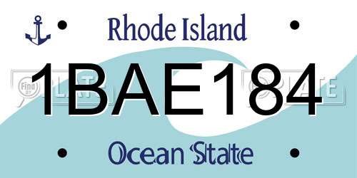 1BAE184 Rhode Island License Plate