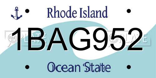 1BAG952 Rhode Island License Plate