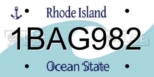 1BAG982 Rhode Island License Plate