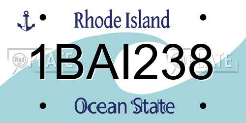 1BAI238 Rhode Island License Plate