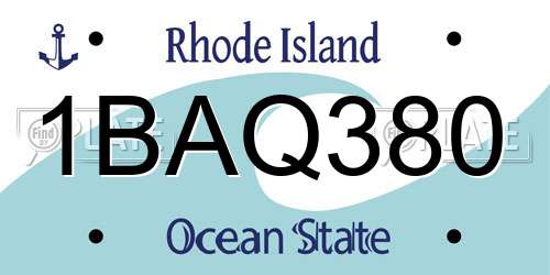 1BAQ380 Rhode Island License Plate