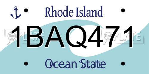 1BAQ471 Rhode Island License Plate