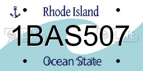 1BAS507 Rhode Island License Plate
