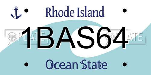 1BAS64 Rhode Island License Plate