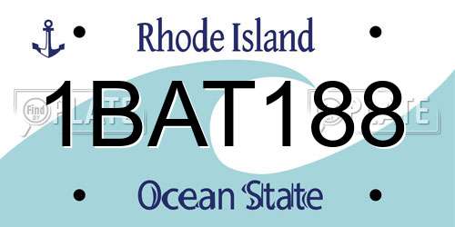 1BAT188 Rhode Island License Plate