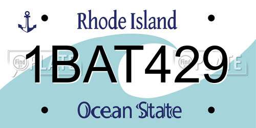 1BAT429 Rhode Island License Plate