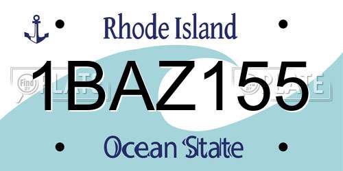1BAZ155 Rhode Island License Plate