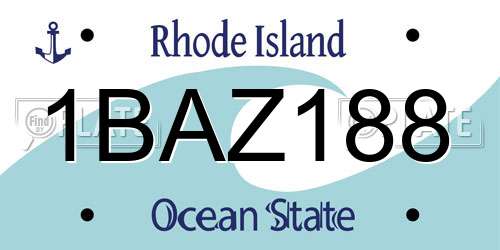 1BAZ188 Rhode Island License Plate