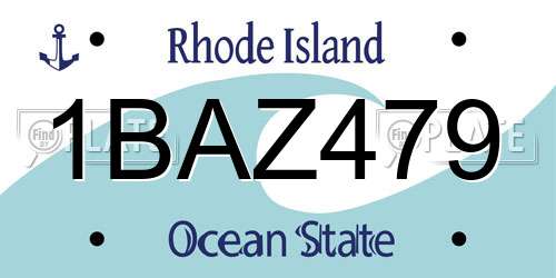 1BAZ479 Rhode Island License Plate