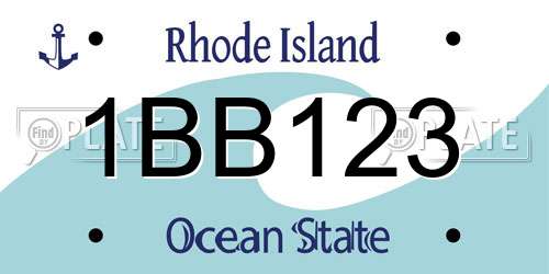 1BB123 Rhode Island License Plate