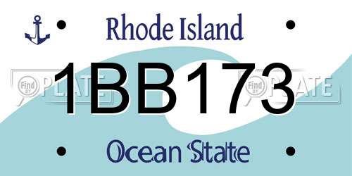 1BB173 Rhode Island License Plate