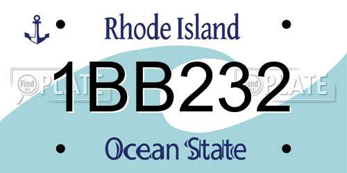 1BB232 Rhode Island License Plate