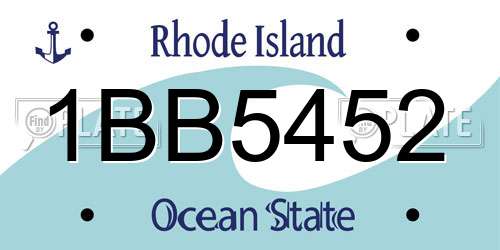 1BB5452 Rhode Island License Plate