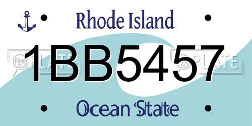 1BB5457 Rhode Island License Plate