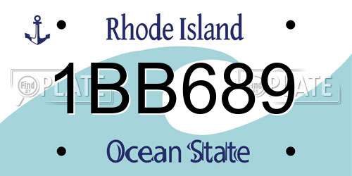 1BB689 Rhode Island License Plate