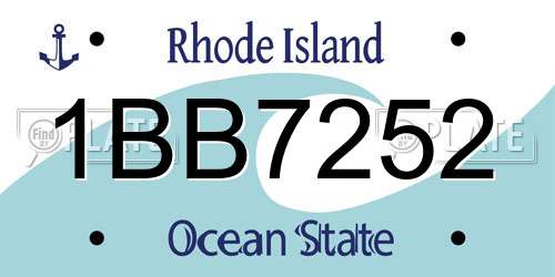 1BB7252 Rhode Island License Plate