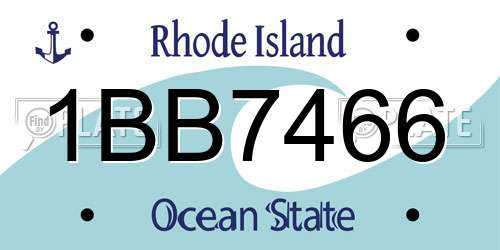 1BB7466 Rhode Island License Plate