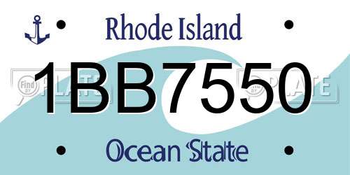 1BB7550 Rhode Island License Plate