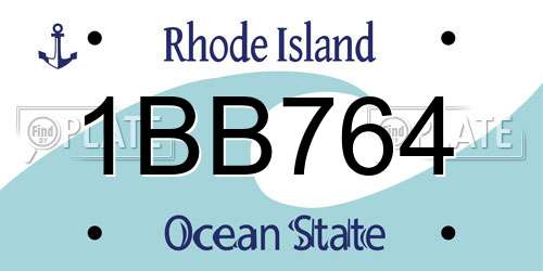 1BB764 Rhode Island License Plate