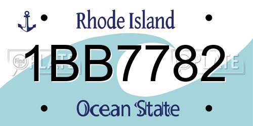 1BB7782 Rhode Island License Plate