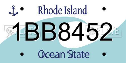1BB8452 Rhode Island License Plate