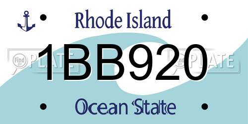 1BB920 Rhode Island License Plate