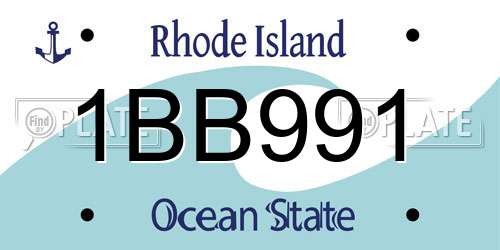 1BB991 Rhode Island License Plate