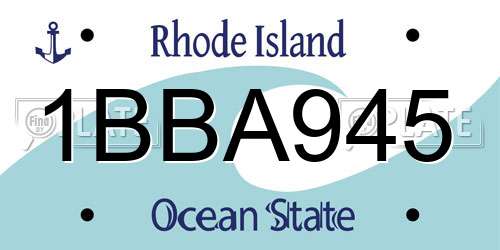 1BBA945 Rhode Island License Plate