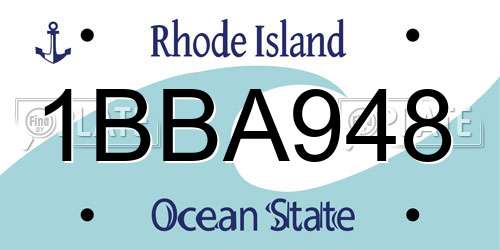 1BBA948 Rhode Island License Plate
