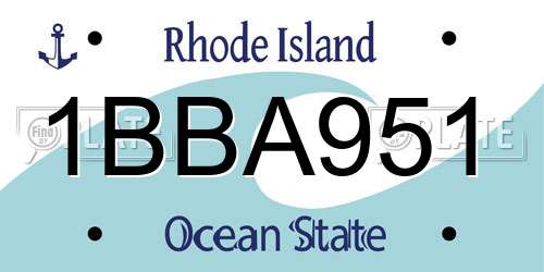 1BBA951 Rhode Island License Plate