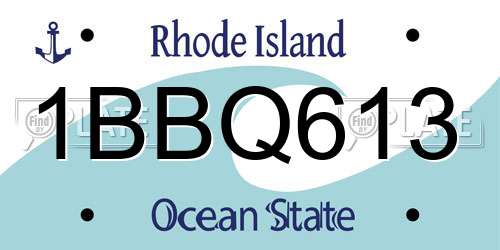 1BBQ613 Rhode Island License Plate
