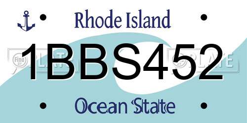 1BBS452 Rhode Island License Plate