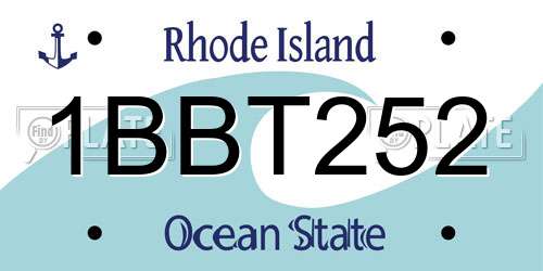 1BBT252 Rhode Island License Plate