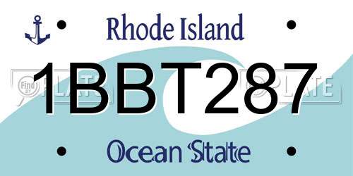 1BBT287 Rhode Island License Plate