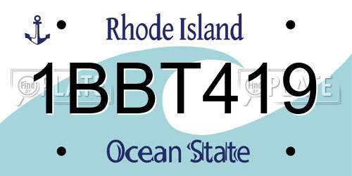 1BBT419 Rhode Island License Plate