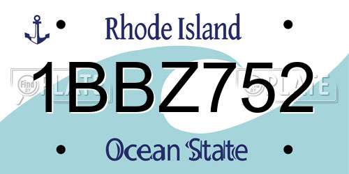 1BBZ752 Rhode Island License Plate