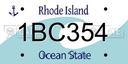 1BC354 Rhode Island License Plate