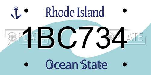 1BC734 Rhode Island License Plate