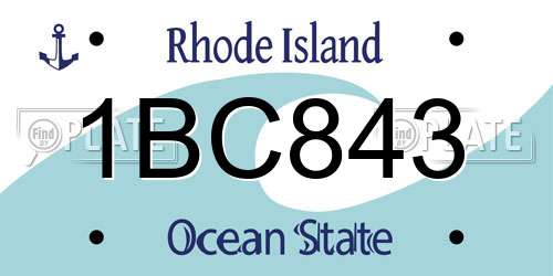 1BC843 Rhode Island License Plate