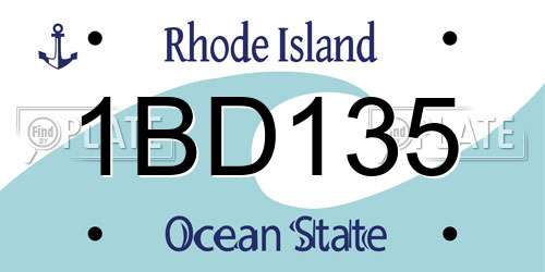 1BD135 Rhode Island License Plate