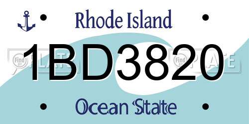 1BD3820 Rhode Island License Plate