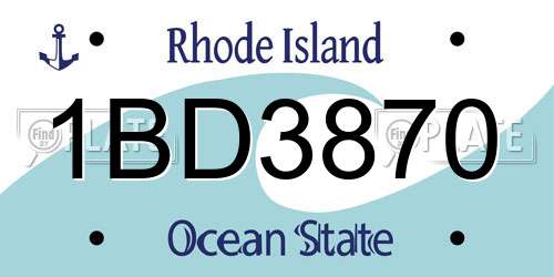 1BD3870 Rhode Island License Plate