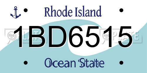 1BD6515 Rhode Island License Plate