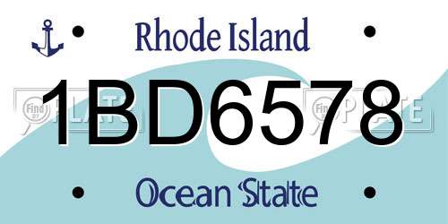 1BD6578 Rhode Island License Plate