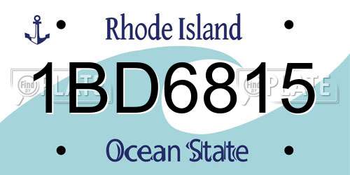 1BD6815 Rhode Island License Plate